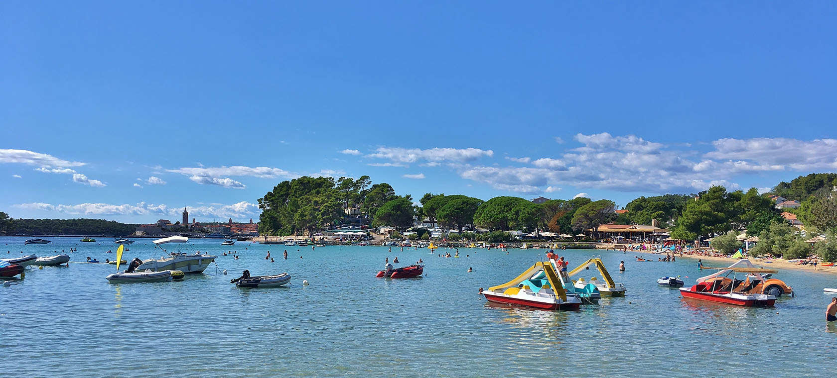 view of the old town of Rab and the port of Rab